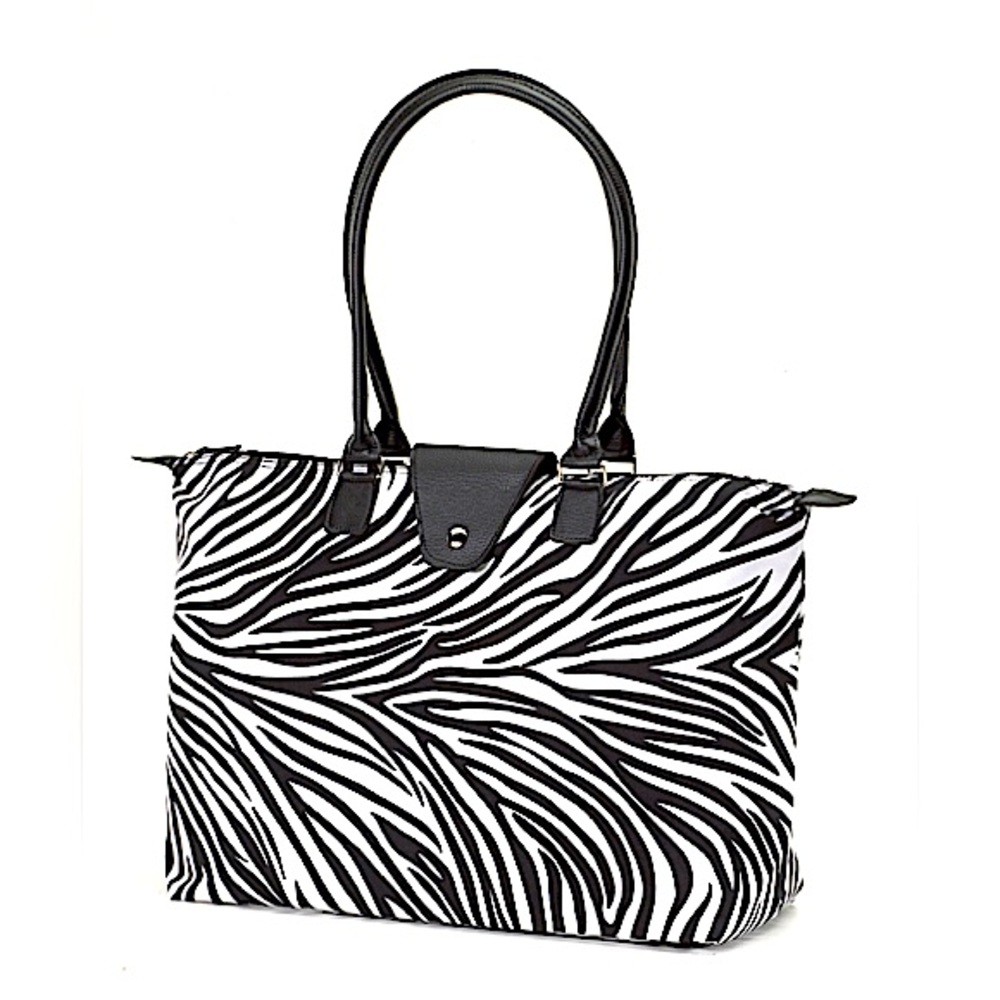 Joann Marrie Designs Zebra Print Long Handle Fold-Up Bag AND Wallet! 🦓